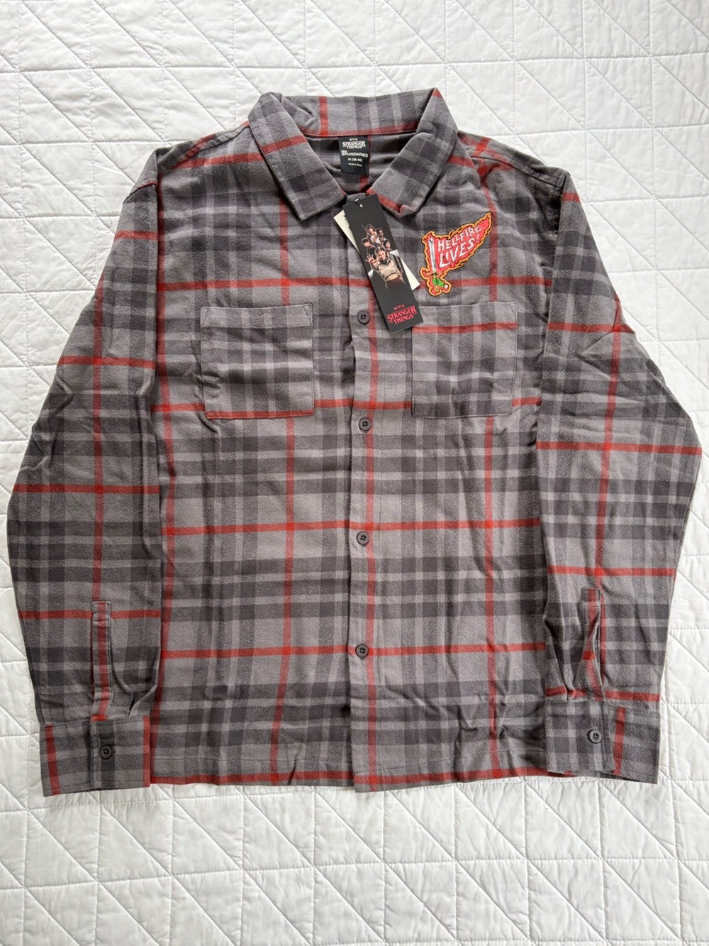 Official Netflix Stranger Things Hellfire Club Plaid Flannel Shirt - NWT Size M